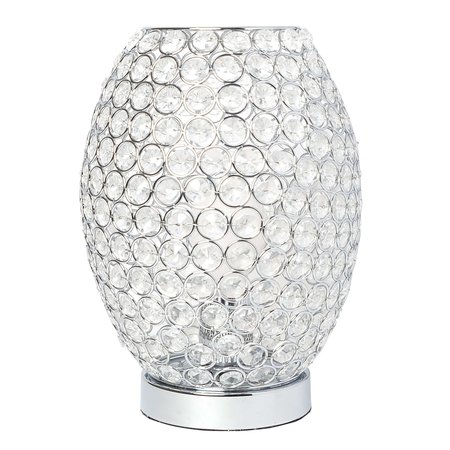 ELEGANT DESIGNS Elipse Crystal Decorative Curved Accent Uplight Table Lamp, Chrome LT1064-CHR